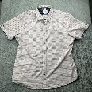 7 Diamonds Liberty 4 Way Stretch Button Up Shirt Mens Size XL Light Pink Pattern
